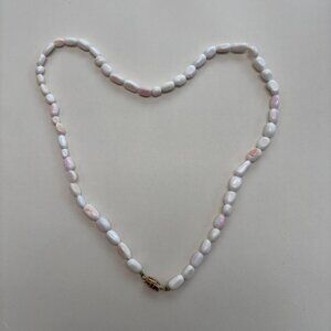 Vintage White and Peachy Japanese Coral Bead Necklace